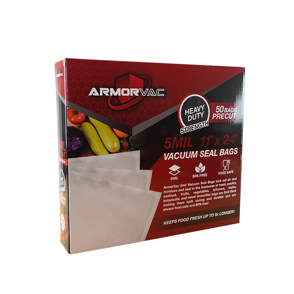 ArmorVac 11”x24” 5mil Precut Vacuum Seal Bags All Clear (50