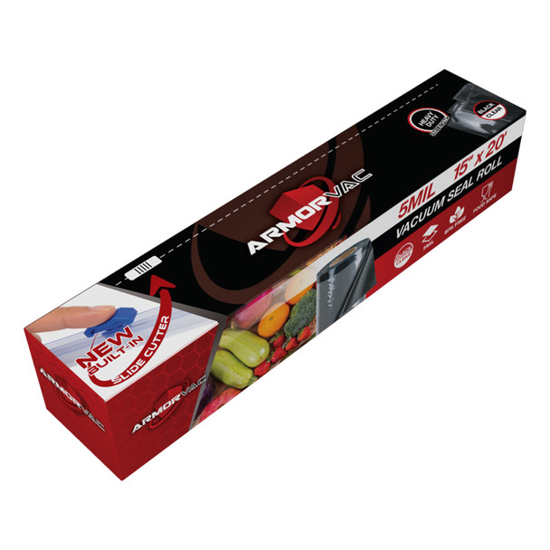 ArmorVac 15" x 20' 5mil Vacuum Seal Bags Black & Clear w/