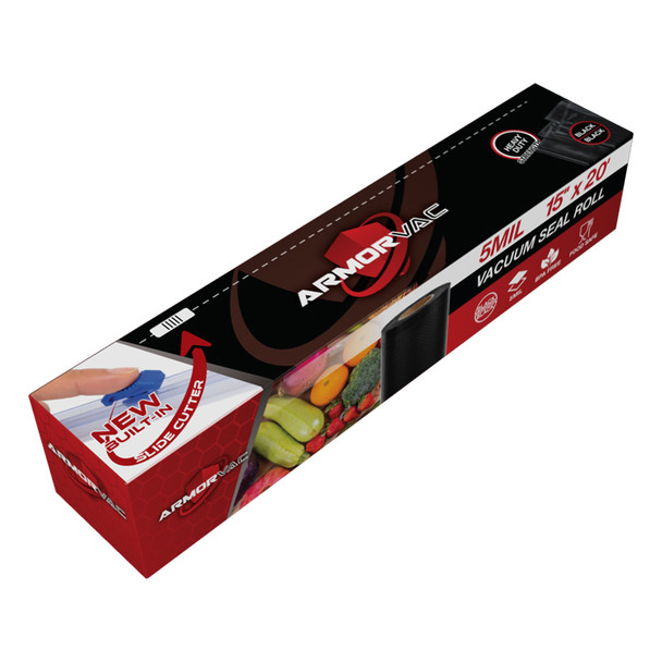 ArmorVac 15" x 20' 5mil Vacuum Seal Bags All Black w/ Slide