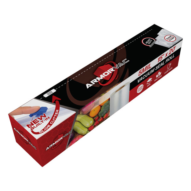 ArmorVac 15" x 20' 5mil Vacuum Seal Bags All Clear w/ Slide