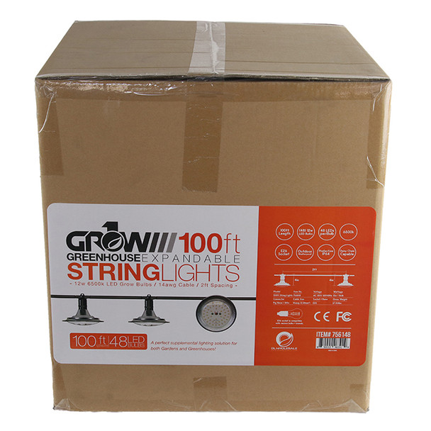 100' Greenhouse Expandable String Lights 14AWG w/ 12W LED