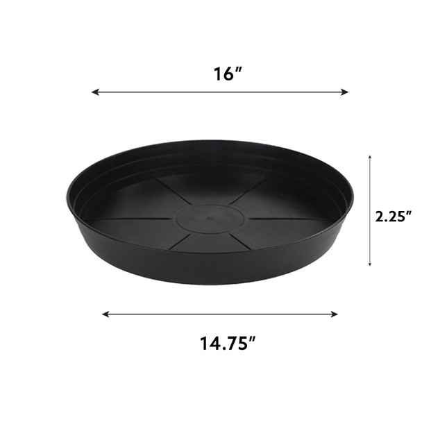 Grow1 16" Premium Black Injection Pot Saucers