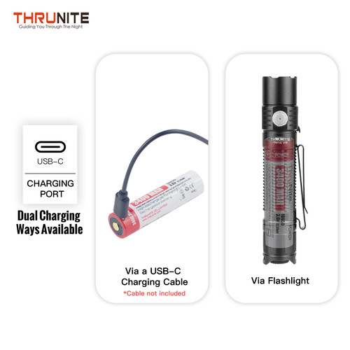 2 Pack ThruNite 3400mAh 18650 USB-C Rechargeable Battery