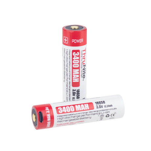 2 Pack ThruNite 3400mAh 18650 USB-C Rechargeable Battery