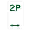"2P" + Both Arrows, Non-reflective, METAL, (225mm x 450mm)