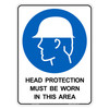 "HEAD PROTECTION MUST BE WORN IN THIS AREA", POLY, (450mm x 600mm)