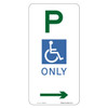 "DISABLED PARKING ONLY" + Right Arrow, CL1 Reflective, ALUMINIUM, (225mm x 450mm)