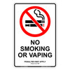"NO SMOKING OR VAPING", Non-reflective, METAL, (300mm x 450mm)