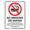 "NO SMOKING OR VAPING WITHIN 4M OF ENTRANCE", Non-reflective, METAL, (225mm x 300mm)