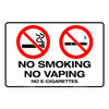 "NO SMOKING NO VAPING NO E-CIGARETTES", Non-reflective, METAL, (450mm x 300mm)