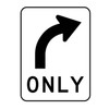 "ONLY" + Right Turn Arrow (R2-14(R)), CL1 Reflective, ALUMINIUM, (600mm x 800mm)