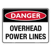 "DANGER OVERHEAD POWER LINES", Non-reflective, METAL, (600mm x 450mm)