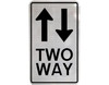 "TWO WAY" + Up and Down Arrows, CL1 Reflective, ALUMINIUM, (450mm x 600mm)