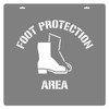 STENCIL "FOOT PROTECTION AREA" + Symbol, 390mm High, 2mm, POLY, (580mm x 580mm)