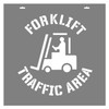STENCIL "FORKLIFT TRAFFIC AREA" + Symbol, 440mm High, 2mm, POLY, (580mm x 580mm)