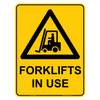 "FORKLIFTS IN USE", Non-reflective, METAL, (450mm x 600mm)