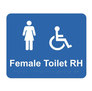 Braille Sign - Female Accessible Toilet RH, (240mm x 195mm)