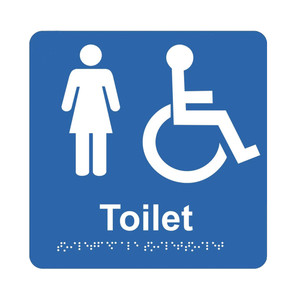 Braille Sign - Female Accessible Toilet, (180mm x 180mm)