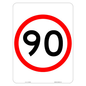 "90KM", CL1 Reflective, ALUMINIUM, (450mm x 600mm)