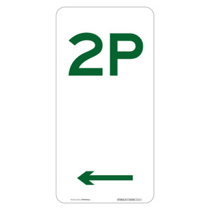 "2P" + Left Arrow, Non-reflective, METAL, (225mm x 450mm)