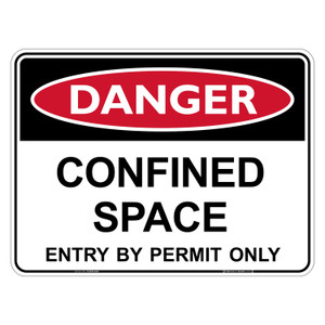 "DANGER CONFINED SPACE ENTRY BY PERMIT ONLY", Non-reflective, METAL, (600mm x 450mm)