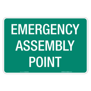 "EMERGENCY ASSEMBLY POINT", Non-reflective, METAL, (450mm x 300mm)