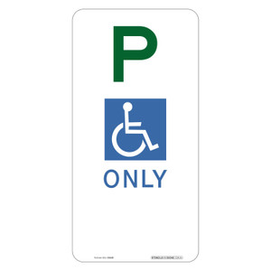 "DISABLED PARKING ONLY" No Arrows, CL1 Reflective, ALUMINIUM, (225mm x 450mm)