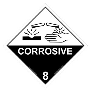 "HAZCHEM 8 CORROSIVE", Non-reflective, METAL, (270mm x 270mm)