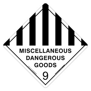 "HAZCHEM 9 MISCELLANEOUS DANGEROUS GOODS", Non-reflective, METAL, (250mm x 250mm)
