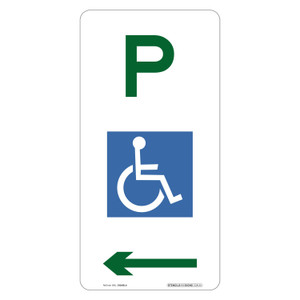 "DISABLED PARKING ONLY" + Left Arrow, Non-reflective, METAL, (225mm x 450mm)