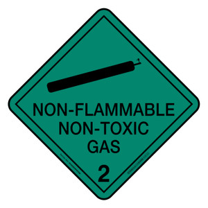 "HAZCHEM 2 NON-FLAMMABLE NON-TOXIC GAS", Non-reflective, METAL, (270mm x 270mm)