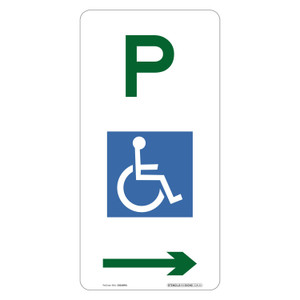 "DISABLED PARKING ONLY" + Right Arrow, Non-reflective, METAL, (225mm x 450mm)