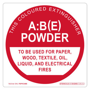 "FIRE EXTINGUISHER IDENTIFICATION - ABE - PVC", POLY, (190mm x 190mm)
