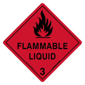 "HAZCHEM 3 FLAMMABLE LIQUID", Self-Adhesive VINYL, (250mm x 250mm)