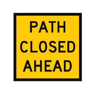 Traffic Management Sign Path Closed Ahead Symbol