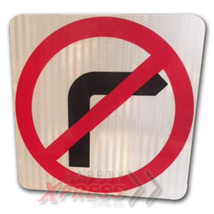 "NO RIGHT TURN SYMBOL", CL1 Reflective, ALUMINIUM, (300mm x 450mm)