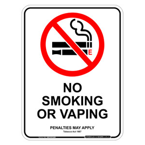 "NO SMOKING OR VAPING", Non-reflective, METAL, (225mm x 300mm)