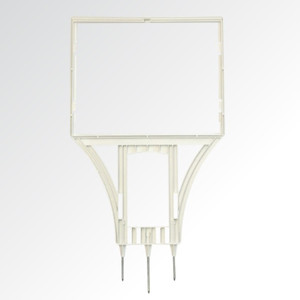 Signholder Frame - 3 spike, Heavy Duty Plastic White