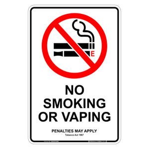 "NO SMOKING OR VAPING", Non-reflective, METAL, (300mm x 450mm)