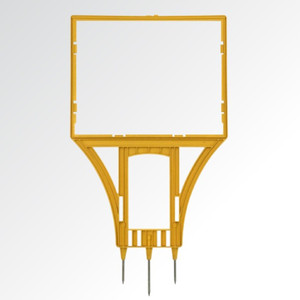 Signholder Frame - 3 spike, Heavy Duty Plastic Yellow