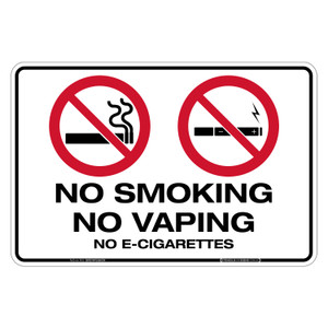"NO SMOKING NO VAPING NO E-CIGARETTES", Non-reflective, METAL, (300mm x 450mm)