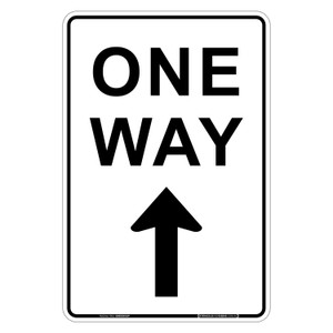 "ONE WAY" + Up Arrow, CL1 Reflective, ALUMINIUM, (300mm x 450mm)