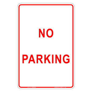 "NO PARKING", Non-reflective, METAL, (300mm x 450mm)