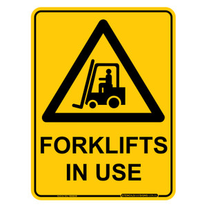 "FORKLIFTS IN USE", Non-reflective, METAL, (225mm x 300mm)