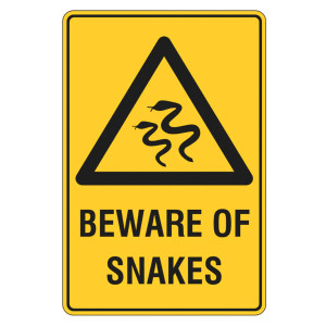 Warning Sign - BEWARE OF SNAKES - 300mm X 450mm Metal