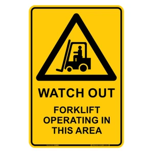 "FORKLIFTS IN USE", Non-reflective, METAL, (300mm x 450mm)