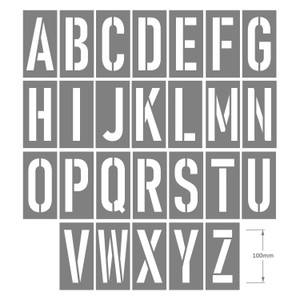 STENCIL A-Z Set 100mm, 2mm, POLY, (480mm x 530mm)