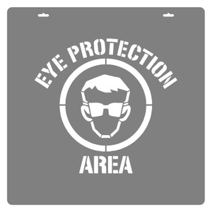 STENCIL "EYE PROTECTION AREA" + Symbol, 390mm High, 2mm, POLY, (580mm x 580mm)