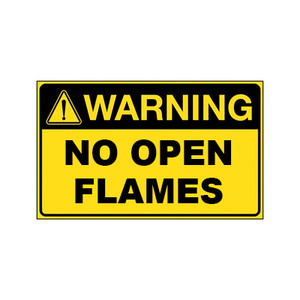 "WARNING NO OPEN FLAMES", CORFLUTE, (300mm x 225mm)