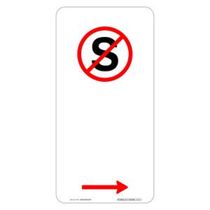 "NO STANDING" + Right Arrow, Non-reflective, METAL, (225mm x 450mm)